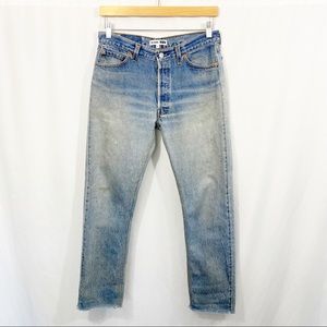 RE/DONE Levi’s Relaxed Crop Stone Wash Denim Jeans